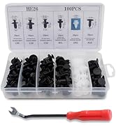 Dogary 100 PCS Car Bumper Retainer Clips, Plastic Rivets Fasteners Kit with Removal Tool, Push Re...