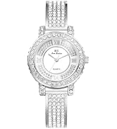 Avaner Women's Gold Silver Watches: Ladies Iced Out Slim Strap Stainless Steel Bling Rhinestones ...