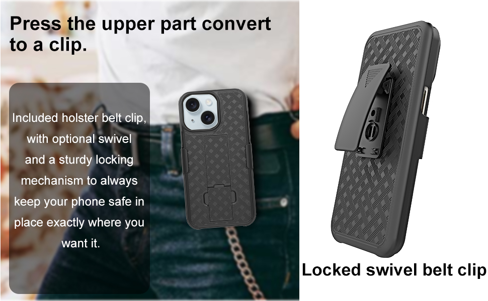 Ailiber Compatible with iPhone 15 Case Holster Case with Screen Protector