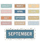 Whaline 12 Pcs Months of The Year Bulletin Board Set Boho Color Monthly Headliners Calendar Month...