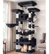 Gitelsnour Cat Tree for Indoor Cats Large Adult, 74" Cat Tower with 3 Big Platforms, 2 Baskets, 2...