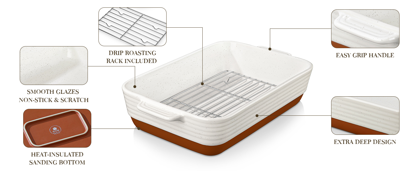 Deep Casserole Dishes with Roasting Racks