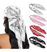 HBselect 4PCS Head Scarf for Women 35” Head Scarves Silk Like Satin Neck Scarfs Square Bandana Ha...