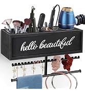 Ronjnndc Rustic Hair Dryer Holder Wall Mounted,Hair Styling Tools & Accessories Organizer,Bathroo...