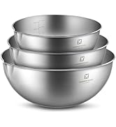 WAGENSTEIGER 3-Piece Stainless Steel Mixing Bowl Set, Classic Beige Color, Nesting Bowls with Pur...