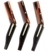 G.B.S 3 pk FCT - Folding Comb Men or Women Hair & Beard Tortoise Comb - Anti-Static No Snag All P...