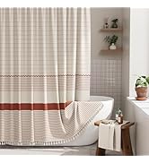 AmazerBath Boho Shower Curtain, Modern Farmhouse Shower Curtain Set with Tassels, Rustic Faux Lin...