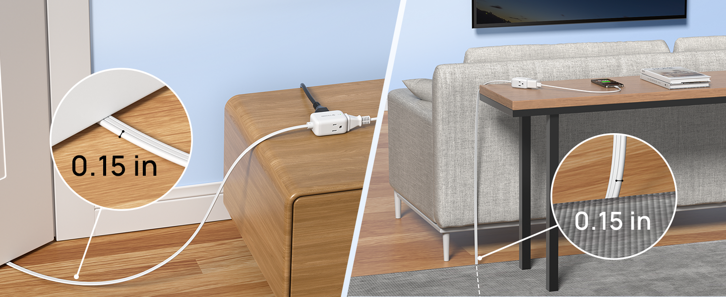 flat extension cord surge protector
