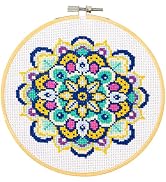DIAMOND DOTZ Daisy Mandala - Stamped Cross Stitch Kit for Adults, Counted Cross Stitch Patterns, ...