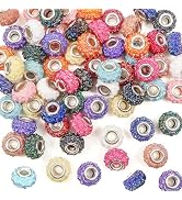 TOAOB 60pcs Resin Rose Flower European Beads 14mm Mixed AB Colors Large Hole Lampwork Spacer Craf...