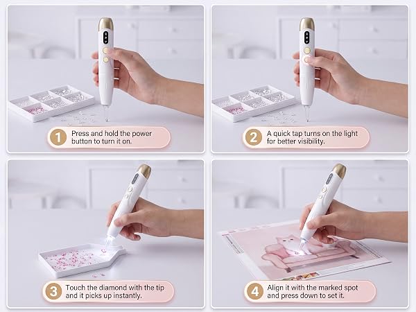 Electric Diamond Art Pens with Light