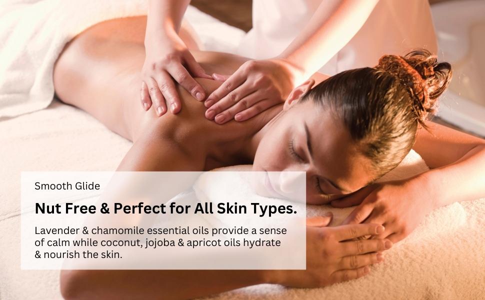 Calm massage oil is nut free & perfect for all skin types.