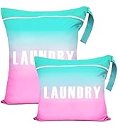 2 Pcs Large Travel Laundry Bag Waterproof Wet Dry Bag Washable Dirty Clothes Bag Bathing Suit Wor...