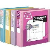 Zzrywuty Durable 3 Ring Binder,2 Inch Economy 4 Pack,Each Holds 540 Sheets,D-Ring Presentation Vi...