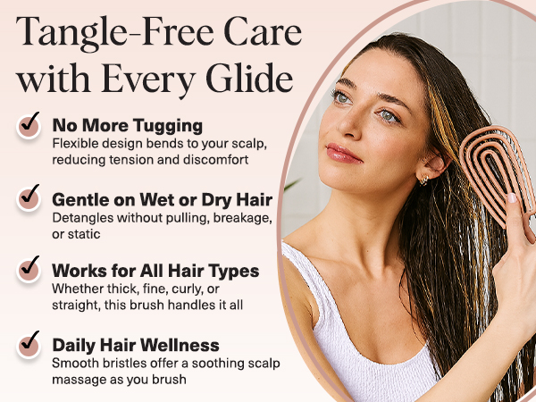 Flexible Hair Brush for Women and Men Adults & Kids Ulta-Smooth Bristles for Wet or Dry Strands