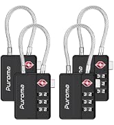 Puroma 4 Pack TSA Locks for Luggage Lightweight 4-Digit Code Padlock Black | TSA Approved, Resett...