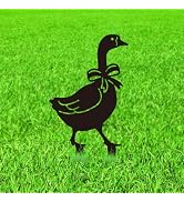 WADORN Bow Tie Goose Metal Decorative Garden Stakes, Black Elegant Goose Outdoor Statues Silhouet...