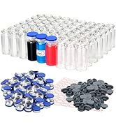 Alyoen 100 Pack 10ml Glass Vials Clear Glass Headspace Vial with Plastic-Aluminum Flip Caps, Rubb...