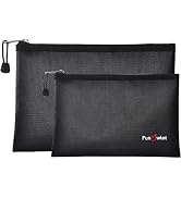 Fireproof Safe Money Document Bags - 2 Pack 13.4" x 9.8" and 10.6" x 6.7" Waterproof Zipper Bag, ...