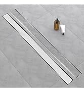 EBYTE Linear Drain 48 Inch - SUS 304 Stainless Steel Shower Drain, Brushed Nickel Linear Shower D...