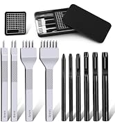 Leather Stitching Punch Leather Hole Punch Tool Set, 4mm 1/2/4/6 Prong Punch Leather Chisel, Roun...