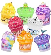 Slime Variety Pack Different Textures, 8 x 100ml Slimes Kit Includes Rainbow Cloud, Butter, Clear...