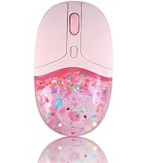 Wireless Mouse Cute Bluetooth Clear Aqua Water Mice,Glitter Liquid Sand Silent Aesthetic Transpar...