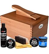 FootMatters Professional Shoe Shine Valet Kit - Includes Hardwood Boot & Shoe Care Box, Horsehair...