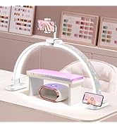 LIONVISON Half Moon Light for Nail Desk: 31-inch Manicure Table Light with Phone Holder for Begin...