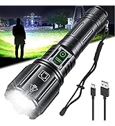 Gehavin Rechargeable High Power LED Flashlight 500000 High Lumens, Super Bright XHP160 Flashlight...