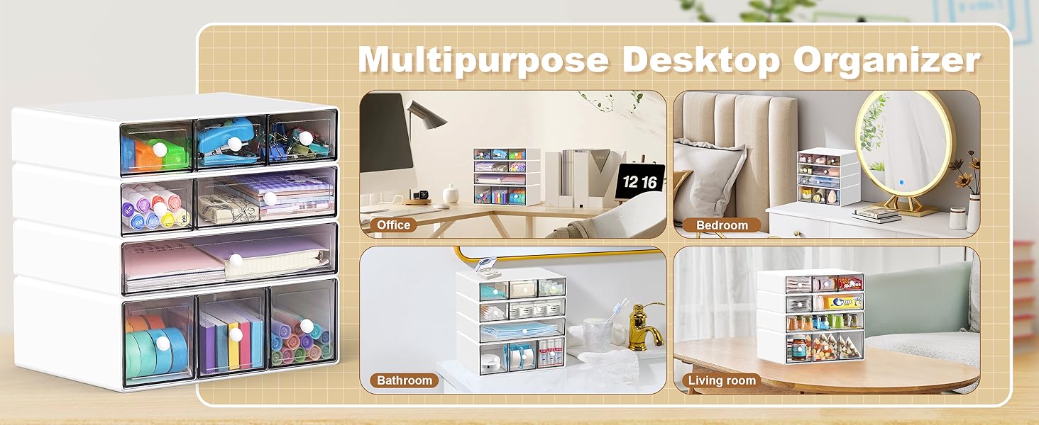 4 Tier Plastic Stackable Storage Drawers