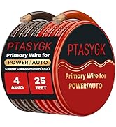 PTASYGK 4 Gauge Wire 25ft Red Black CCA Automotive Battery Power Cable Low Voltage Primary Wire f...