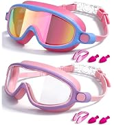 Rantizon Kids Swimming Goggles 2 Pack, Anti Fog&UV Kids Goggles for Boys Girls, No Leak Wide View...