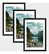 Picrit 24x36 Picture Frame 3 Pack, Black Poster Frame, Display Poster 20 x 30 with Mat or 24 x 36...