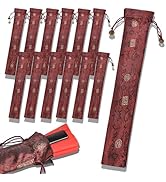 12 Pack 13inch Long Folding Hand Fan bags,Red (Fan bags Red-13in-12p)