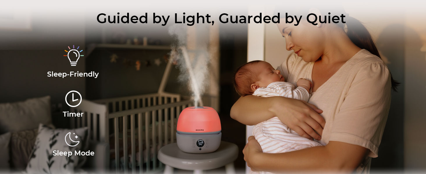 humidifier with 7 color night light & timer & sleep mode