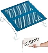 iClimb Mini Solo Folding Table Ultralight Compact for Backpacking Camping Hiking Beach Picnic (Bl...