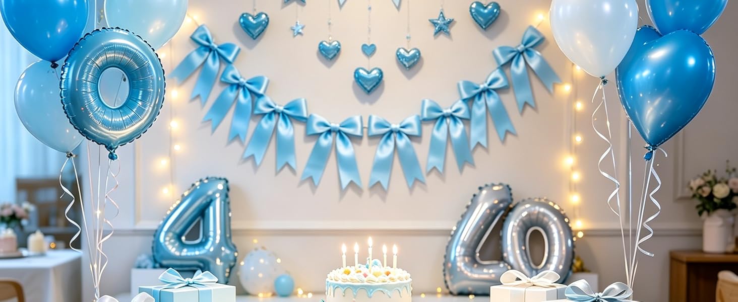 blue bow 15th birthday decorations