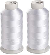 Simthread 2 Huge Spools White Bobbin Fill Thread 60WT for Embroidery Machine and and Sewing Machi...
