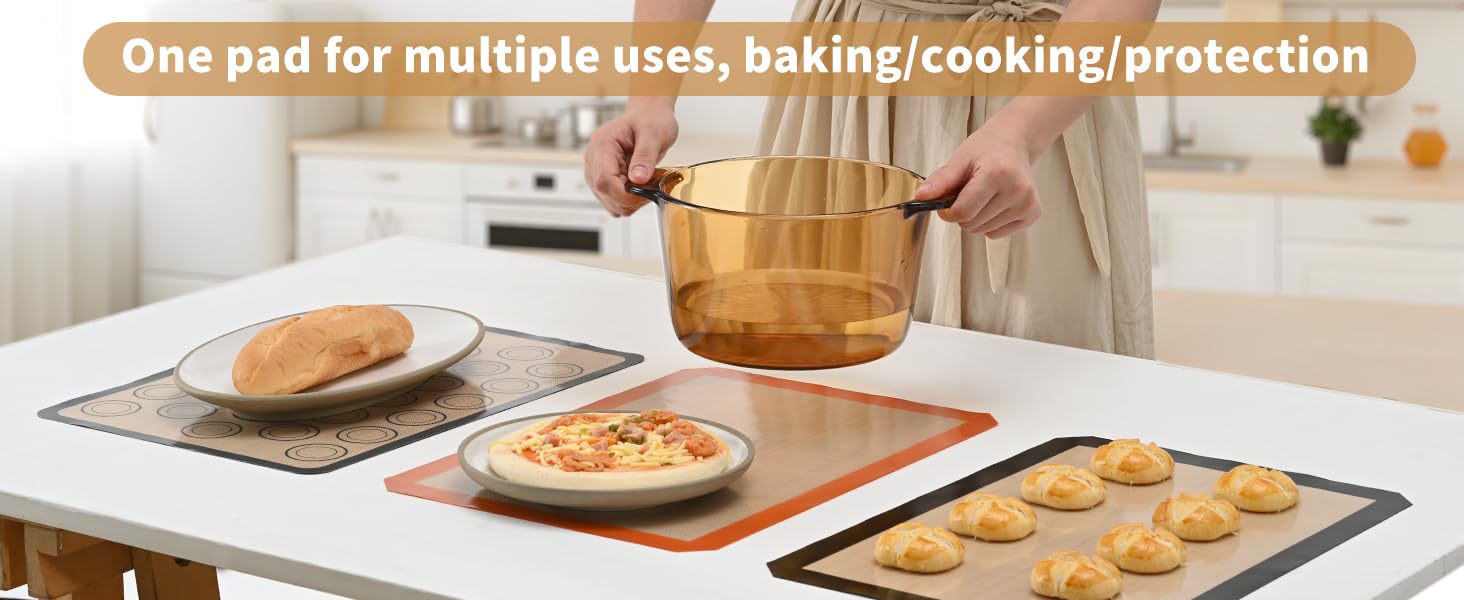 multipurpose silicone baking mat for dough kneading air frying roasting and table protection