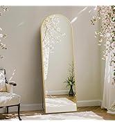 DUMOS Arched Full Length Mirror with Stand Floor Standing Aluminum Frame for Bedroom Body Hanging...