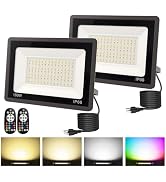 L LOHAS LED RGB Flood Light Outdoor 150W Color Changing Uplight with Remote | RGBW Flood Light wi...