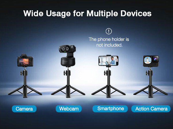 The included tripod in PIXY Kit adjusts from 6.7–18.5" with a 360° swivel head