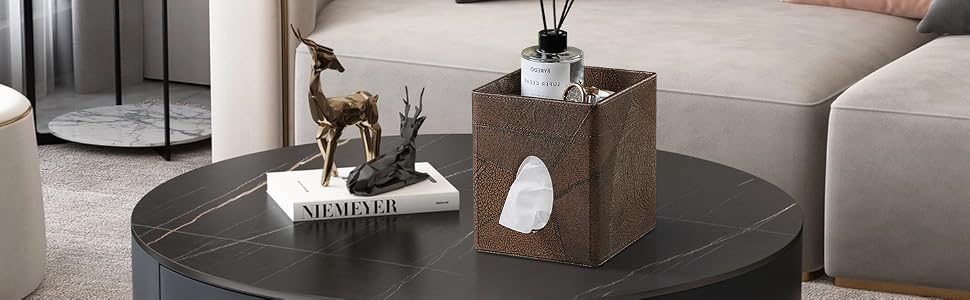 High end leather tissue box cover
