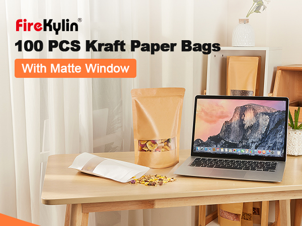 Kraft Stand Up Pouches with Matte Windonw