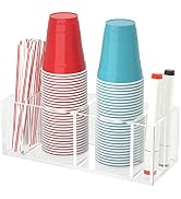 BOSSCASA Double Cup Holder with Marker Slot, Party Cup Dispenser Acrylic Cup Organizer Mark Your ...