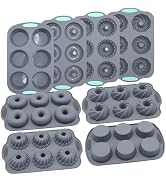 Tongjude 8 Pieces Silicone Donut Pans, Nonstick Silicone Muffin Pans, Heat Resistant Kitchen Oven...