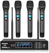 MIZISNR 4 Channel Wireless Microphone System, Professional UHF Cordless Handheld Microphones set ...