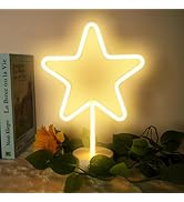 Star Neon Sign, Star Led Neon light with Base, Warm White Star Led Light Battery/USB Powered for ...