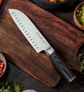 Cutluxe Santoku Knife – Ultra Sharp 7 Inch Vegetable Japanese Knife for Chopping – Shinobi Series